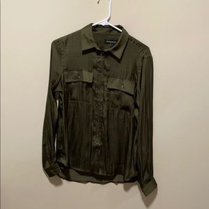 Silly dark olive green button up.